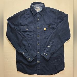Carhartt Beartooth Heavy Flannel Shirt Navy Blue Men's Small Relaxed Fit 103318